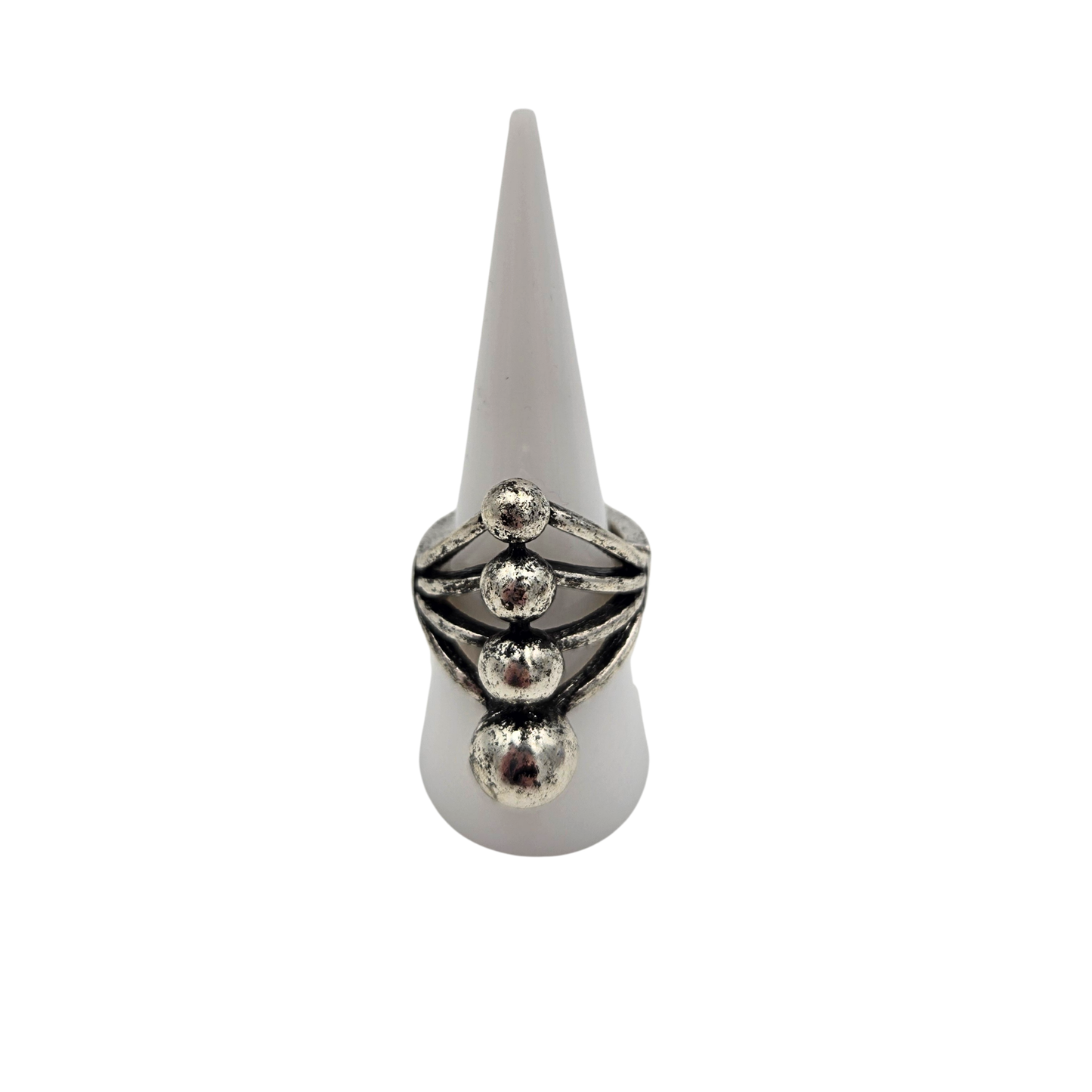 Antique Silver Gradient Ball Ring