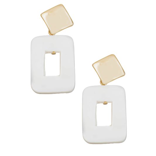 Marble Open Rectangle Earrings