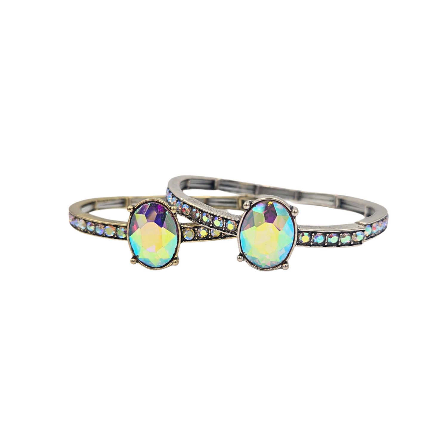 Iridescent Oval Jeweled Bangle (2 colors)