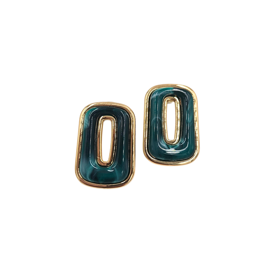 Emerald Marble Rectangle Earrings