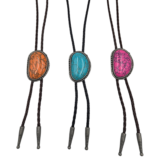 Stone Concho Bolo Necklace (3 colors)