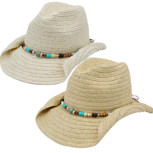 Beaded Band Straw Hat (2 colors)