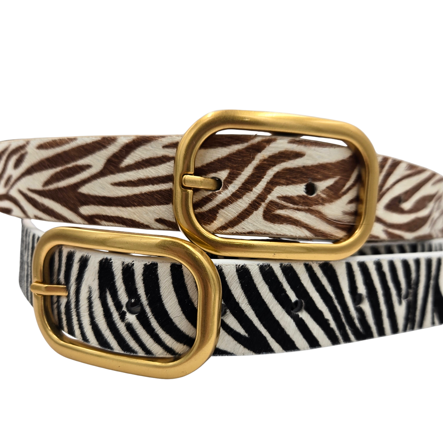 Leather Zebra Print Belt (2 colors/4 sizes)