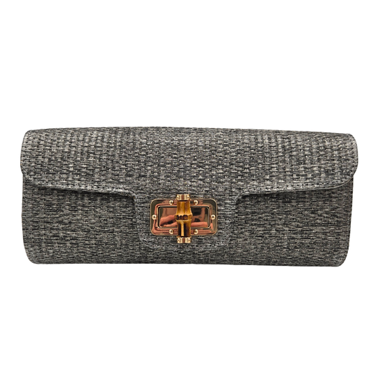 Pewter Bamboo Clutch