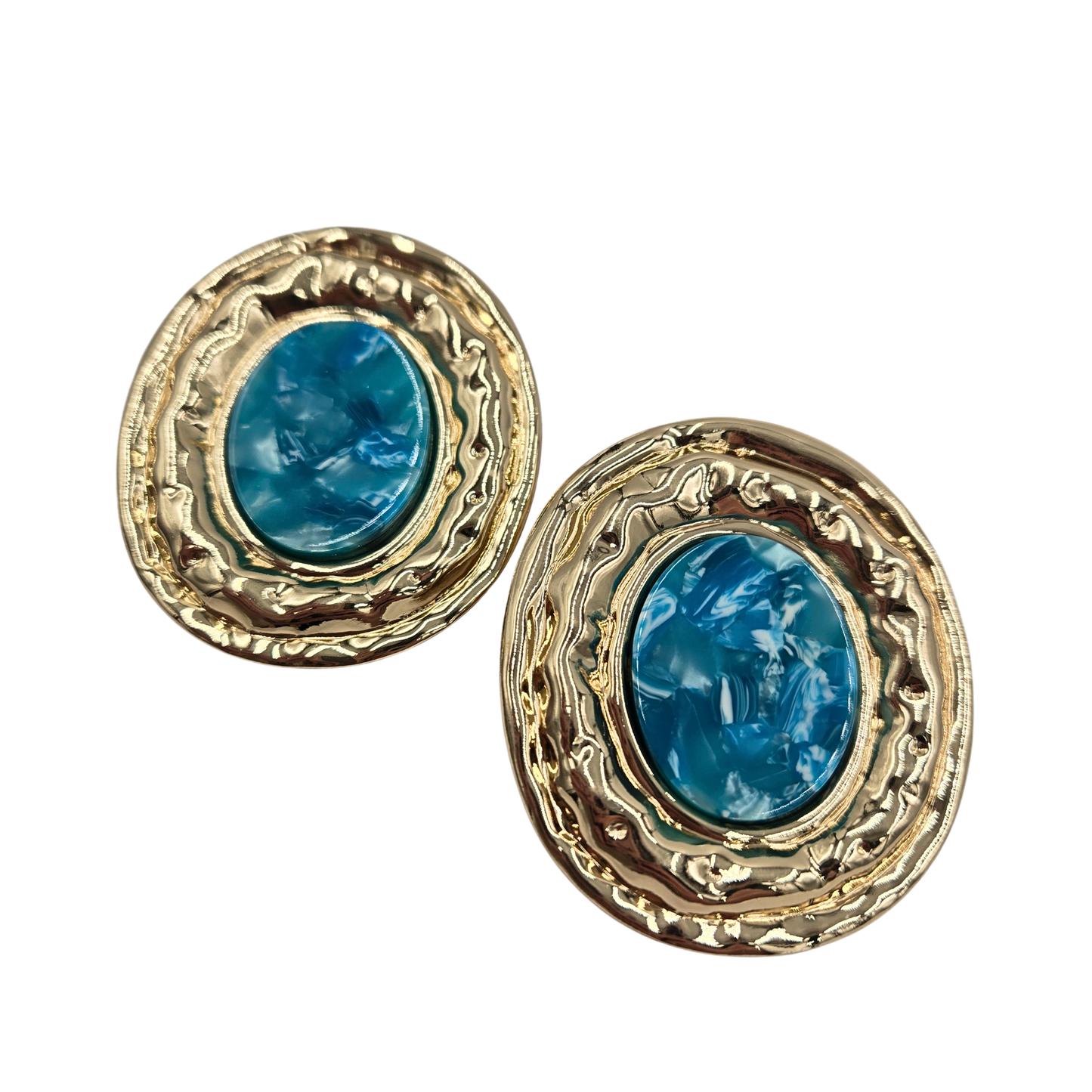 Antique Oval Marble Statement Earrings
