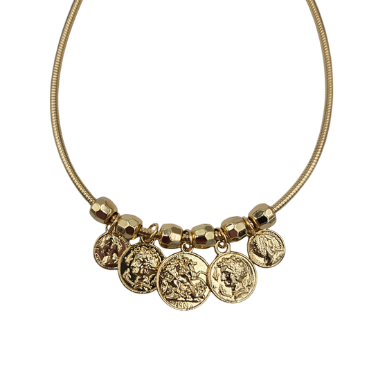 Gold Coin Snake Chain Choker