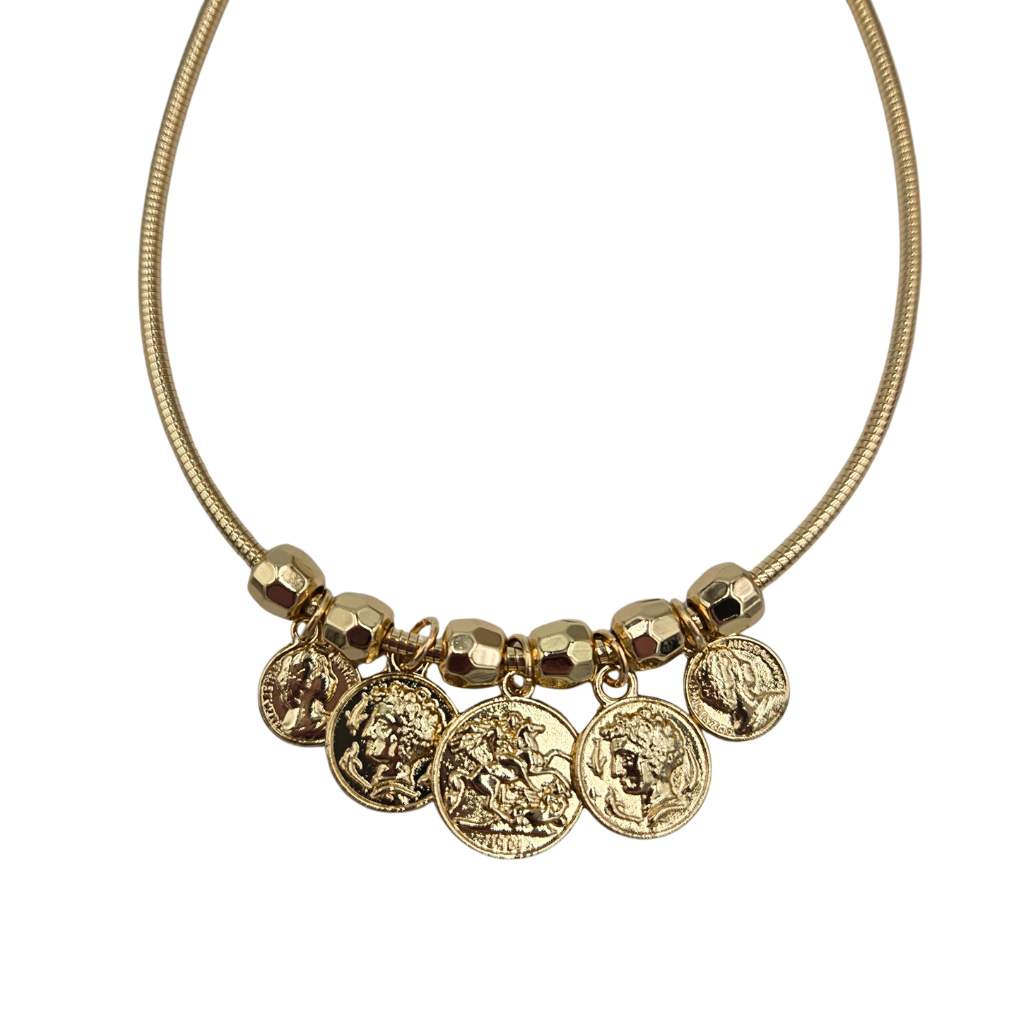 Gold Coin Snake Chain Choker