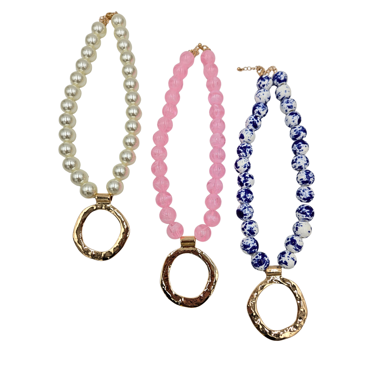 Halo Pendant Beaded Necklace (3 colors)