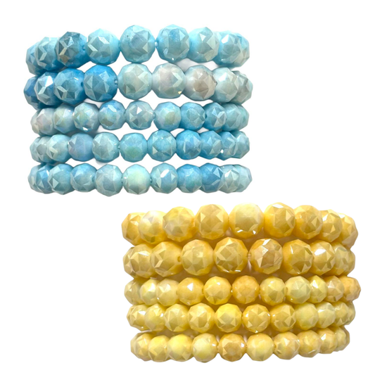 Faceted Bead Bracelet Stack (2 colors)
