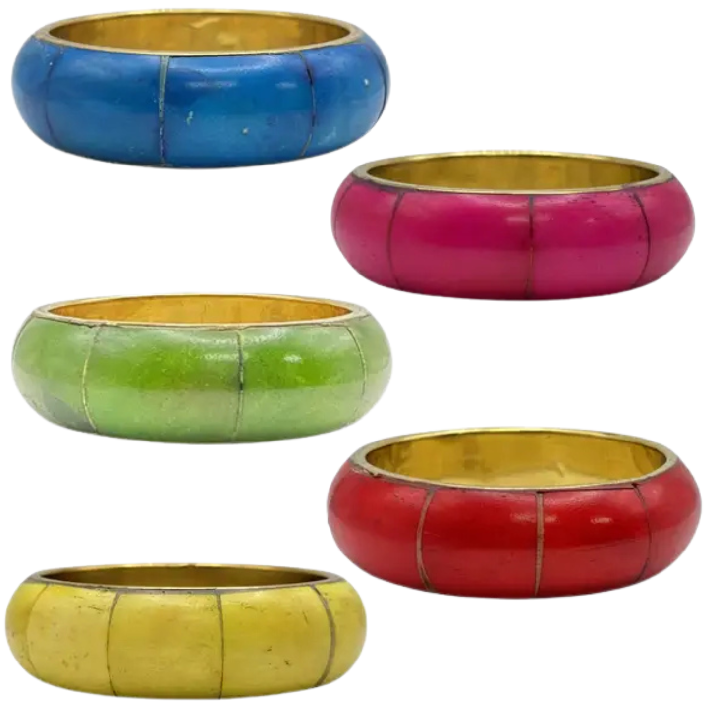 Brass Bangle with Colorful Bone (5 Colors)
