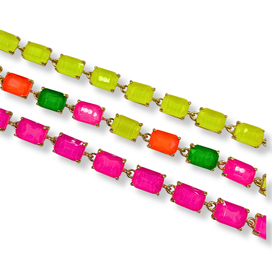 Neon Cushion Cut Jewel Bracelet (3 colors)