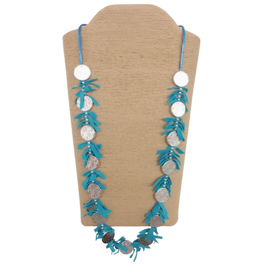 Turquoise Suede & Silver Necklace