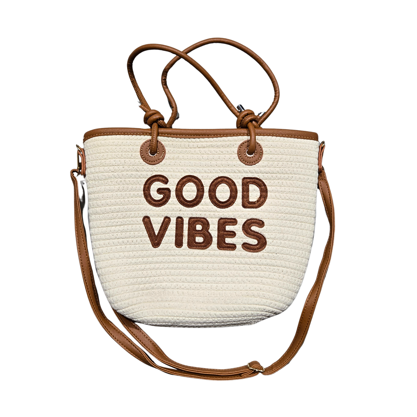 Woven "Good Vibes" Tote