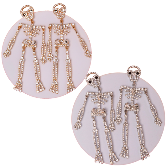 Jeweled Skeleton Earrings (2 colors)