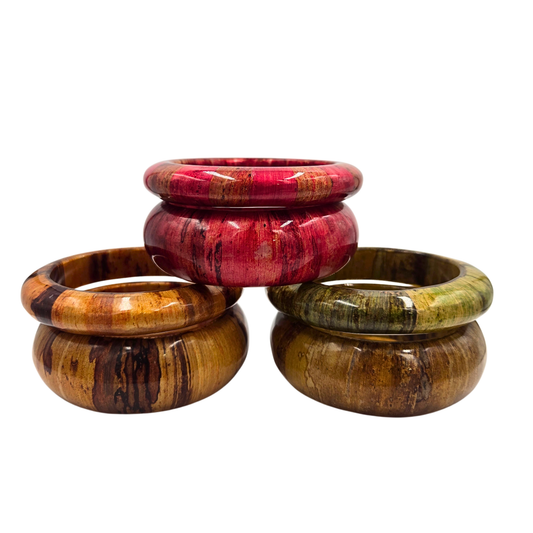 Lacquered Wood Bangle Set (3 colors)