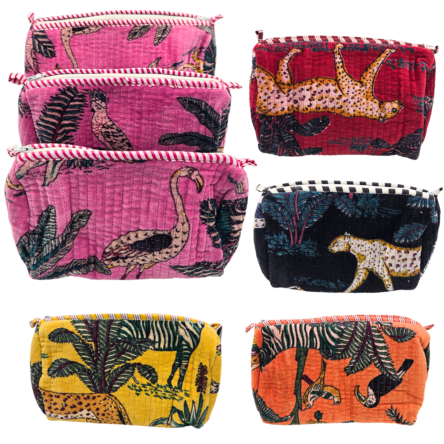 3 Piece Quilted Jungle Print Bag Set (5 colors)