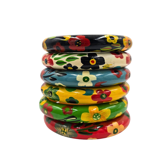 Hand Painted Floral Bangle (6 colors)