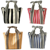 Striped Canvas Tote Bow Handle Bag (4 Colors)
