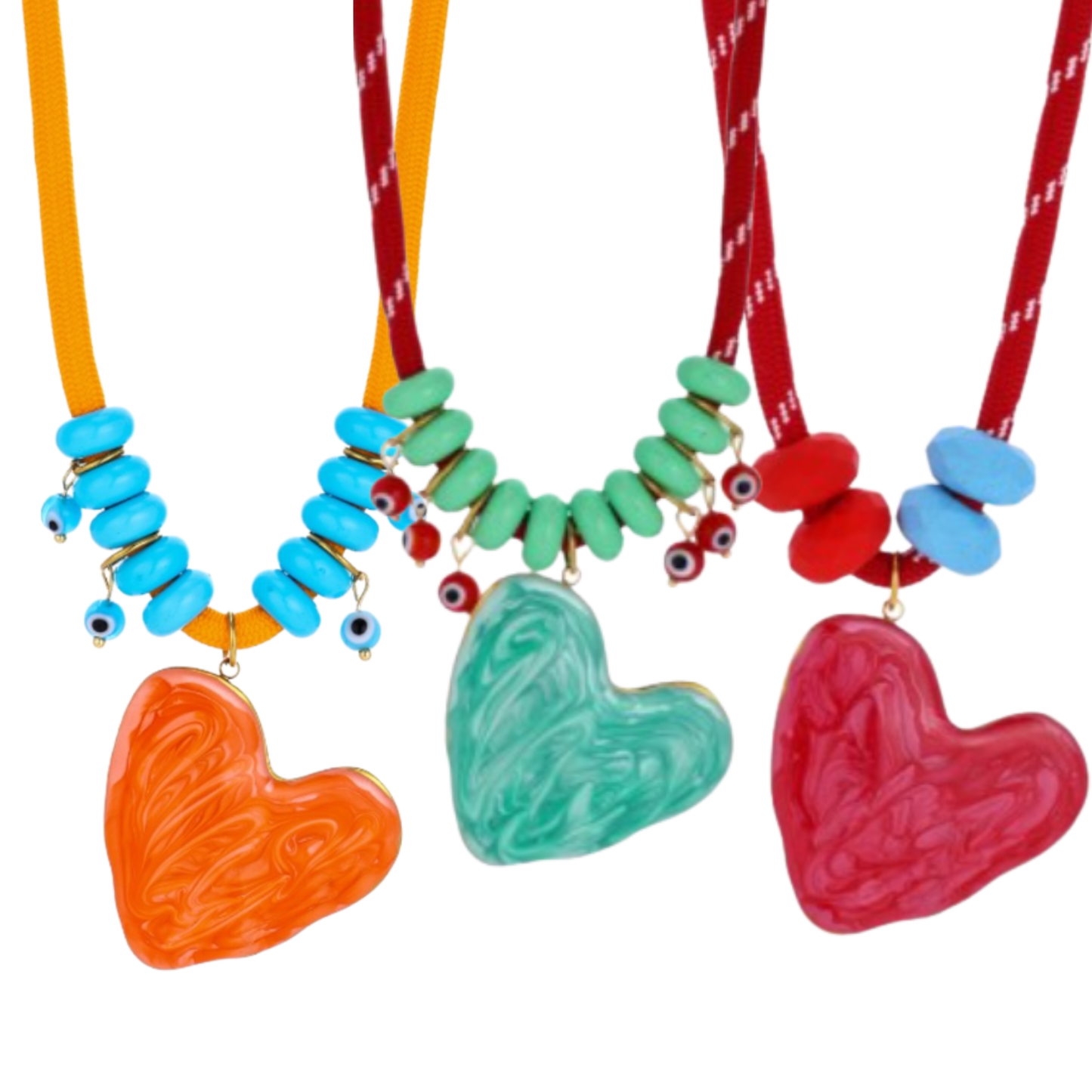 Cord Necklace with Swirled Heart Pendant (3 colors)