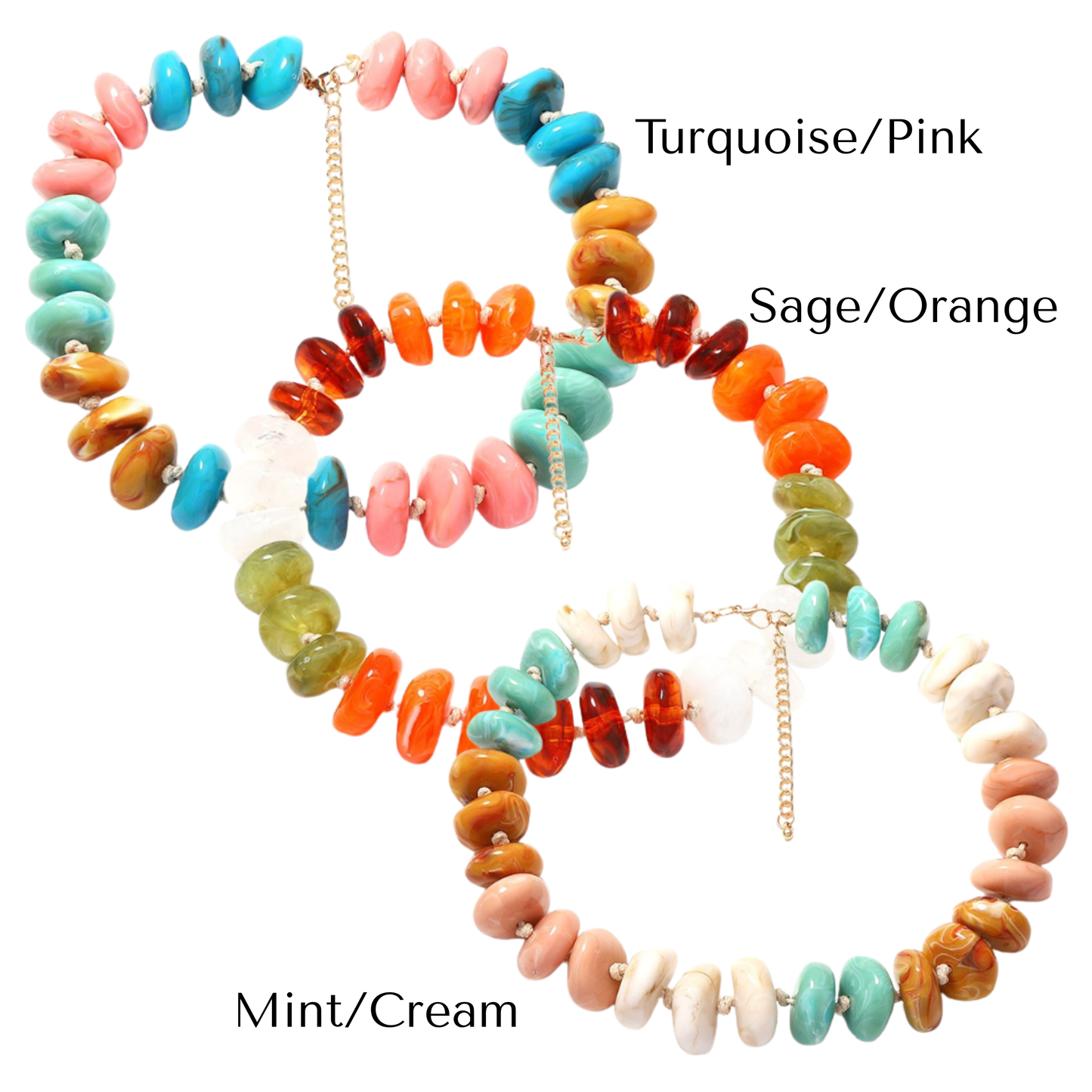 Patchwork Marble Beaded Necklace (3 colors)