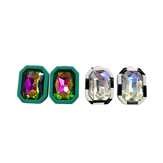 Retro Rectangle Jewel Studs (2 colors)