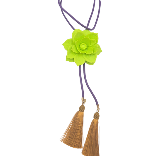 Rahya - Lotus Flower Bolo in Lime with Lavender & Golden Yellow