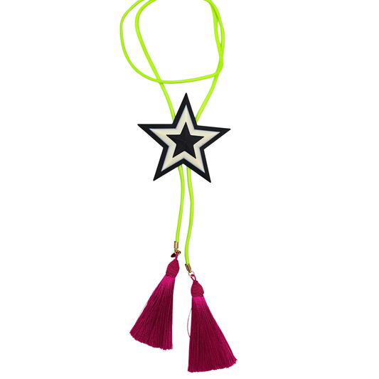 Rahya - Black Tie Lone Star Bolo with Lime & Fuchsia