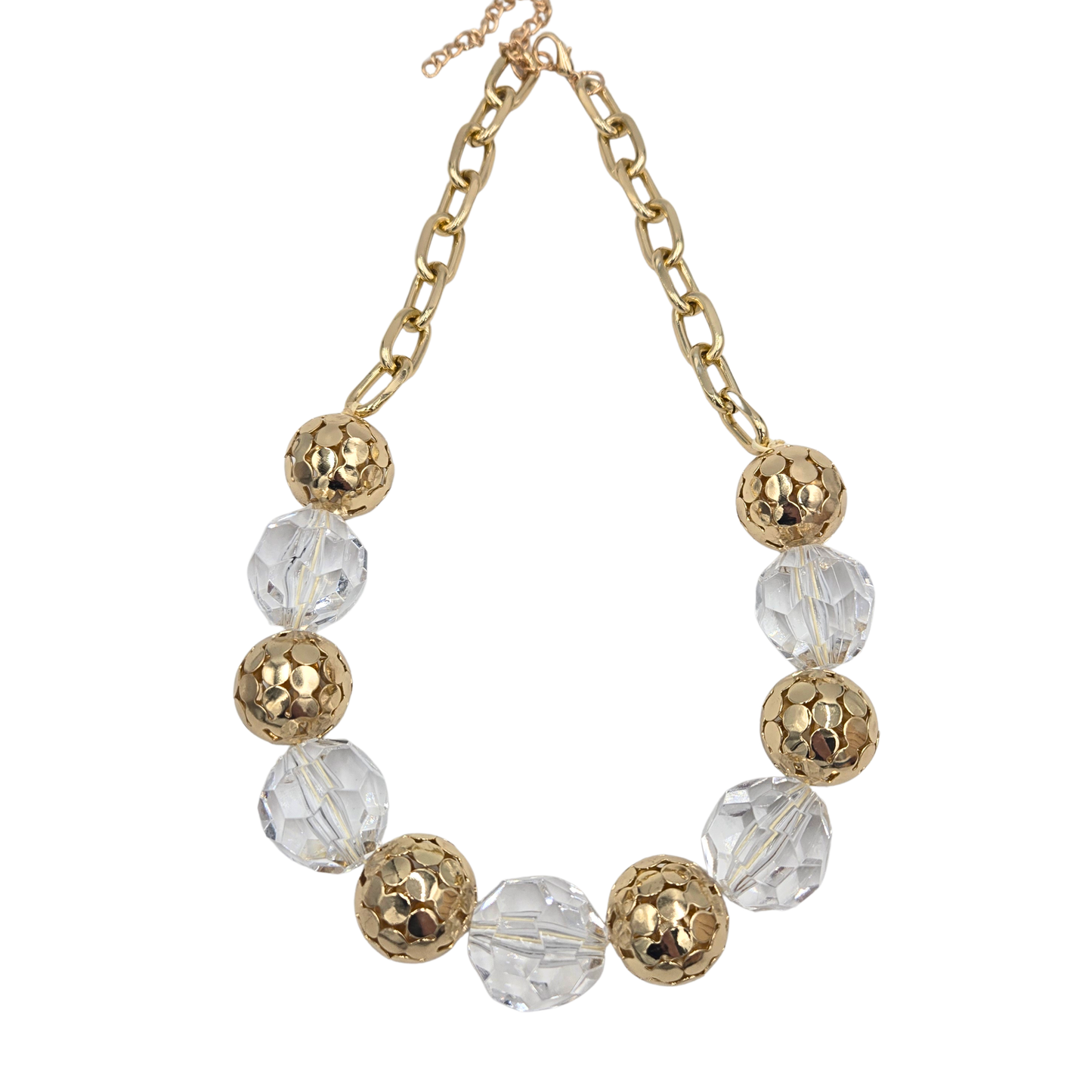 Clear Disco Crystal Beaded Chain Necklace