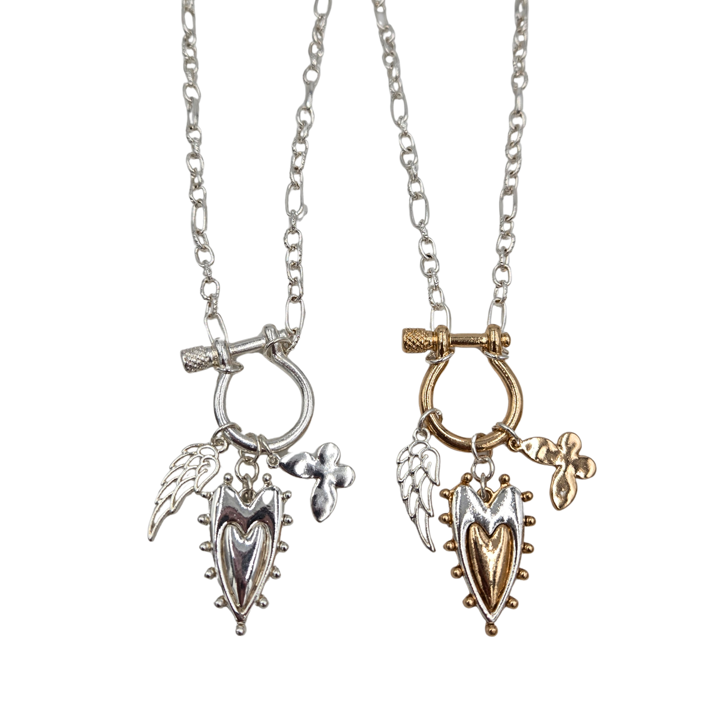 Edgy Heart Charm Necklace (2 colors)