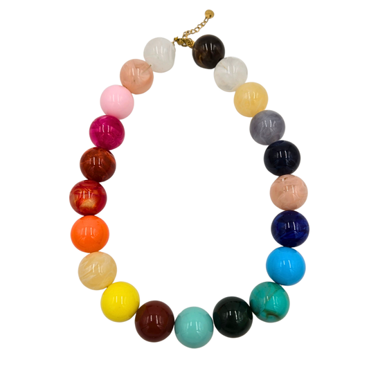 Round Multicolor Marble Beaded Necklace