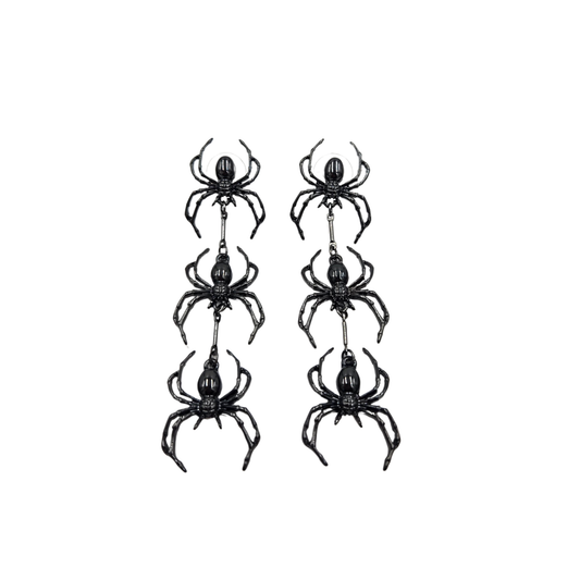 Gunmetal Spider Dangle Earrings