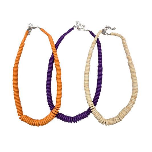 Stone Disk Beaded Necklace (3 colors)