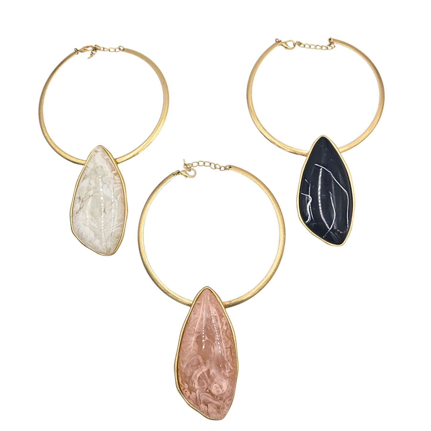 Marble Pendant Collar Necklace (3 colors)