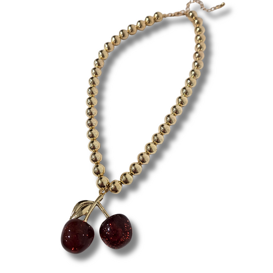 Glitter Cherry Necklace