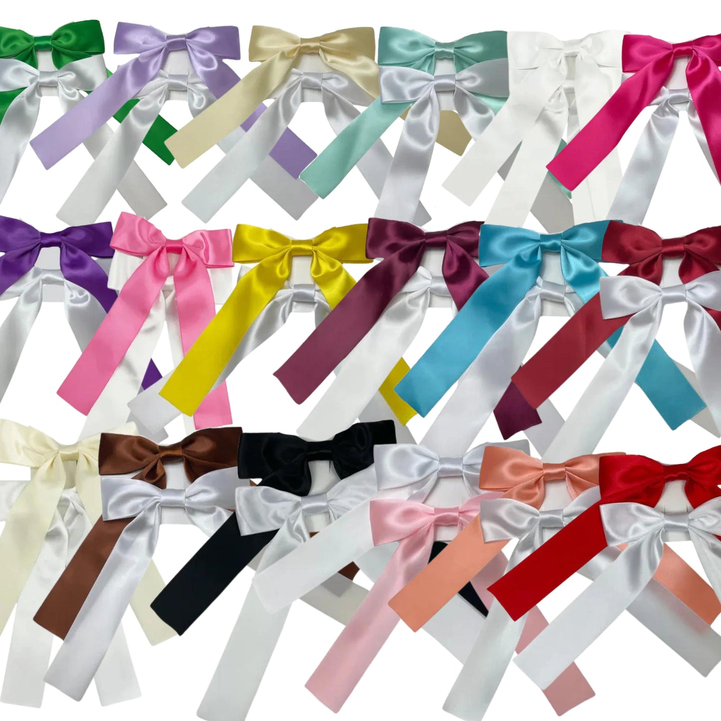 Satin Double Bow Set - 22 Colors