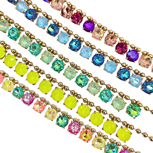 Mix Round Jewel Ball Chain Necklace (5 colors)