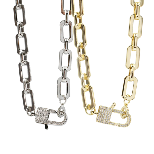 TJ - Lock Crystal Necklace (2 colors)