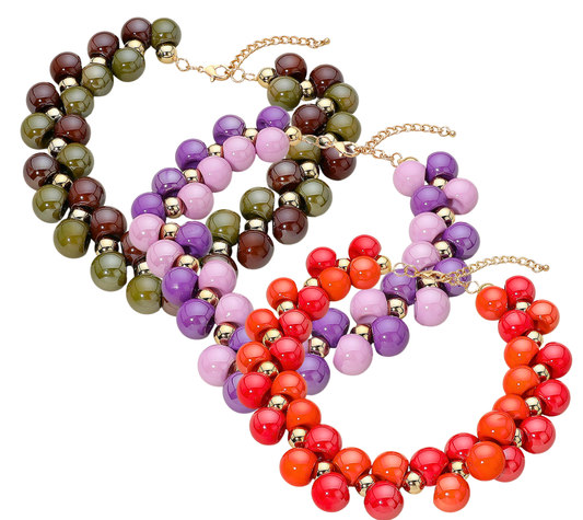 Chunky Bubble Beaded Statement Necklace (3 Colors)