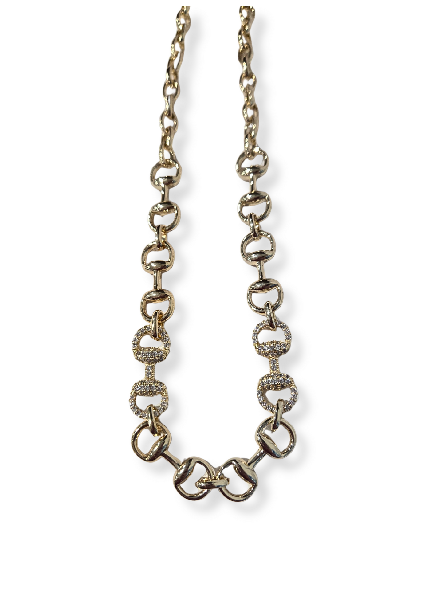 WP - 14K Gold Pave Horse Bit Necklace