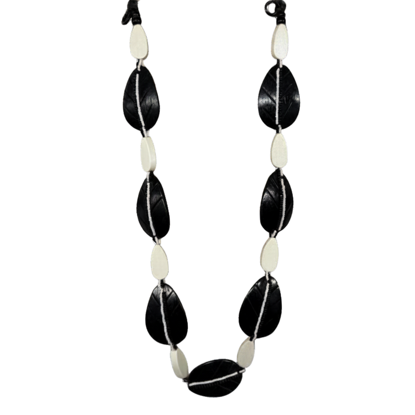 Black & White Leaf Pendant Necklace