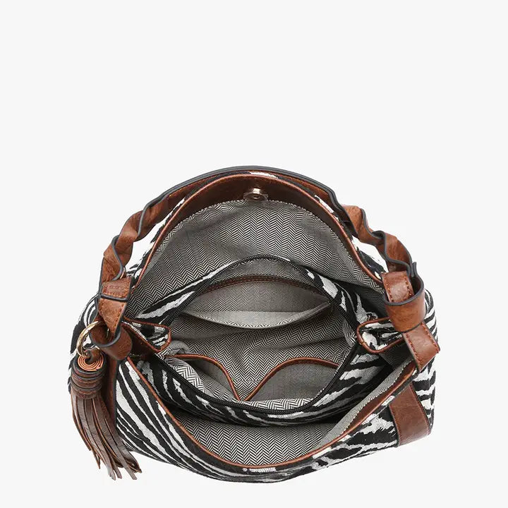 *DEAL* Nori Zebra Printed Hobo w/ Large Tassel