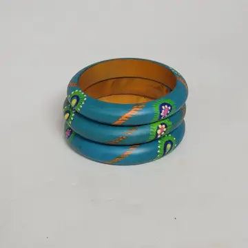 Bohemian Hand-Painted Wooden Bangle Set (6 Colors)