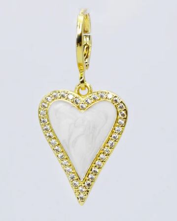 TJ - White Crystal Heart Charm