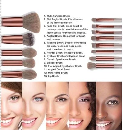 13-Pc Makeup Brush Set-3 Colors