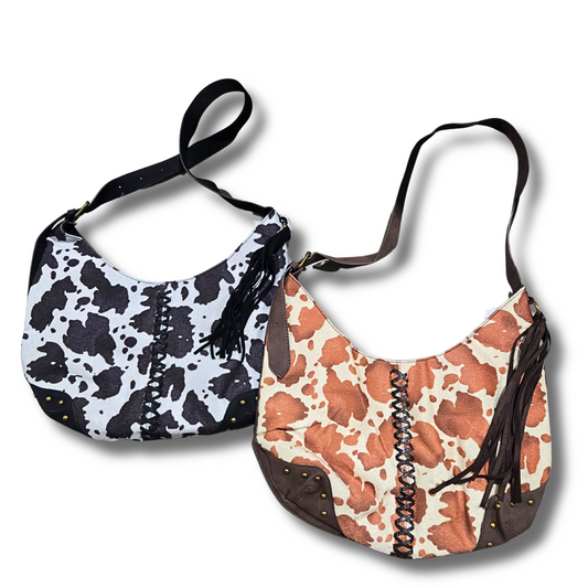 Cow Print Hobo Shoulder Bag (2 colors)