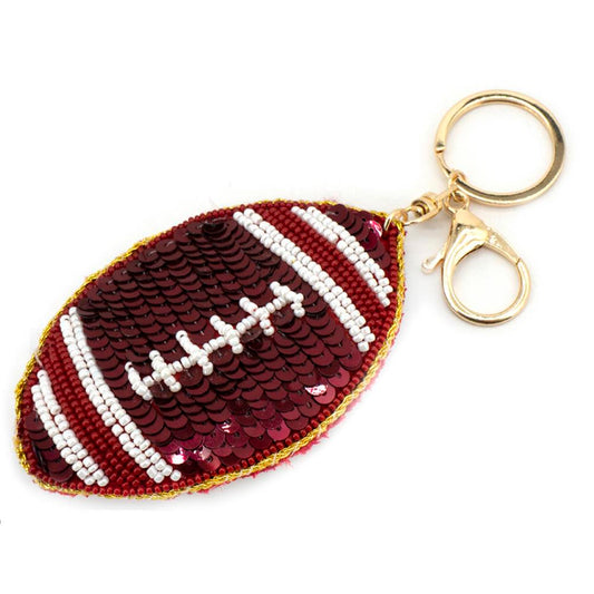 FOOTBALL SEQUIN BEADED KEY CHAIN