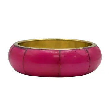 Brass Bangle with Colorful Bone (5 Colors)