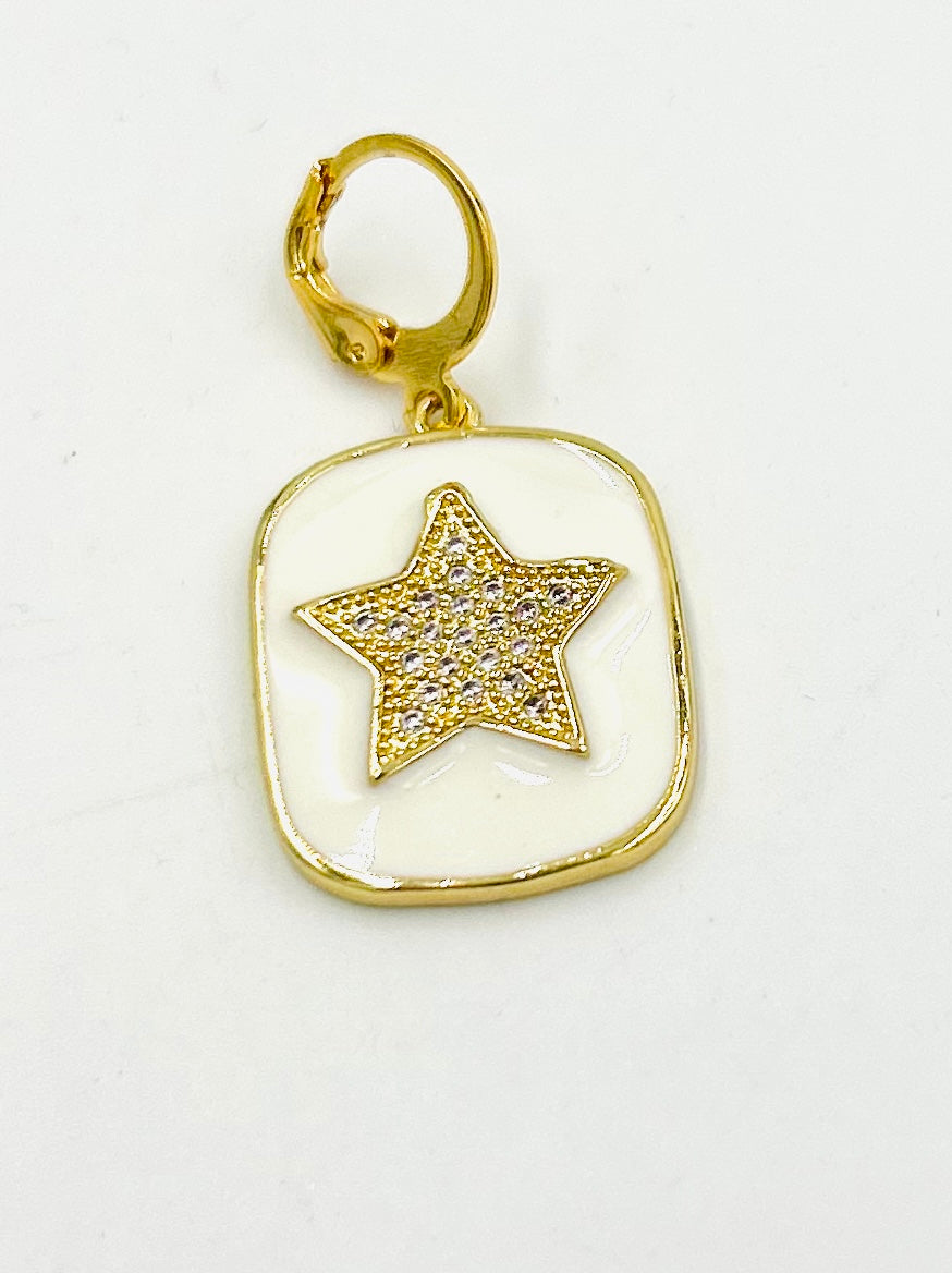 TJ - White Enamel Medal Charm - 2 Options