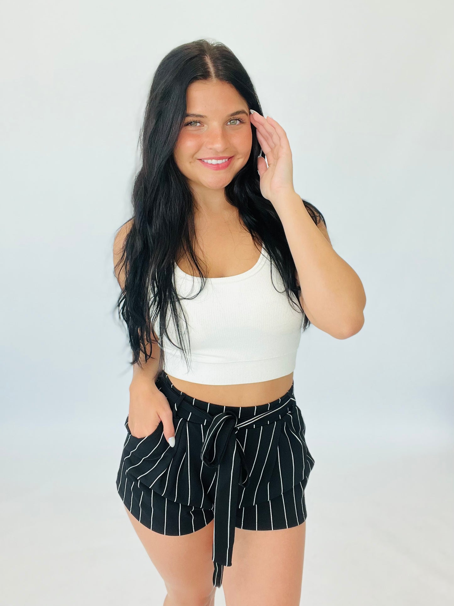 Striped Belted Shorts (Reg)- 3 Colors