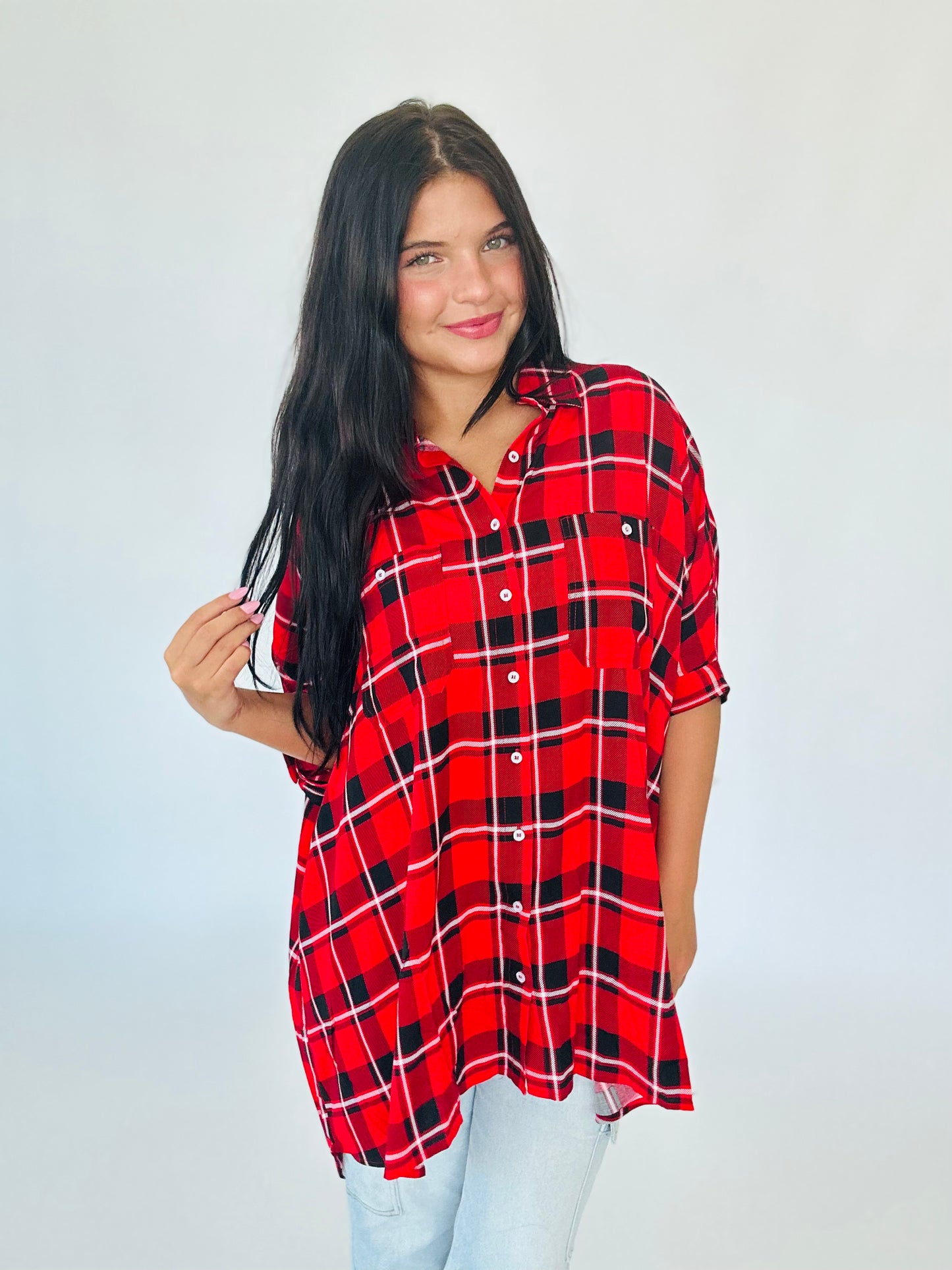 Red Plaid Extreme Shirt (Reg & Plus)